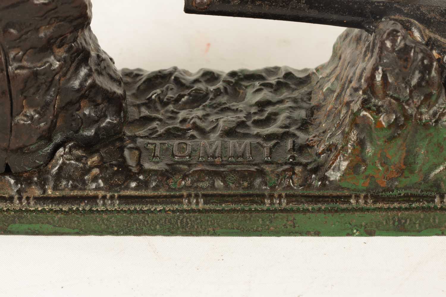 A RARE EARLY 20TH CENTURY PAINTED CAST IRON MECHANICAL 'TOMMY!' MONEY BOX - Image 3 of 7