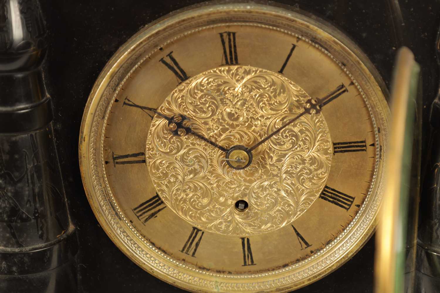 AN ENGLISH REGENCY EGYPTIAN REVIVAL FUSEE MANTEL CLOCK - Image 7 of 12