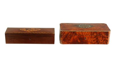 A 19TH-CENTURY ROSEWOOD AND TUNBRIDGEWARE INLAID GLOVE BOX