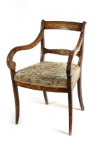 A GEORGE III DUTCH FLORAL MARQUETRY MAHOGANY ARMCHAIR