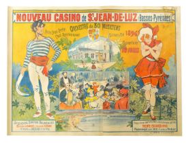 A MASSIVE ORIGINAL VINTAGE FRENCH CASINO ADVERTISING POSTER