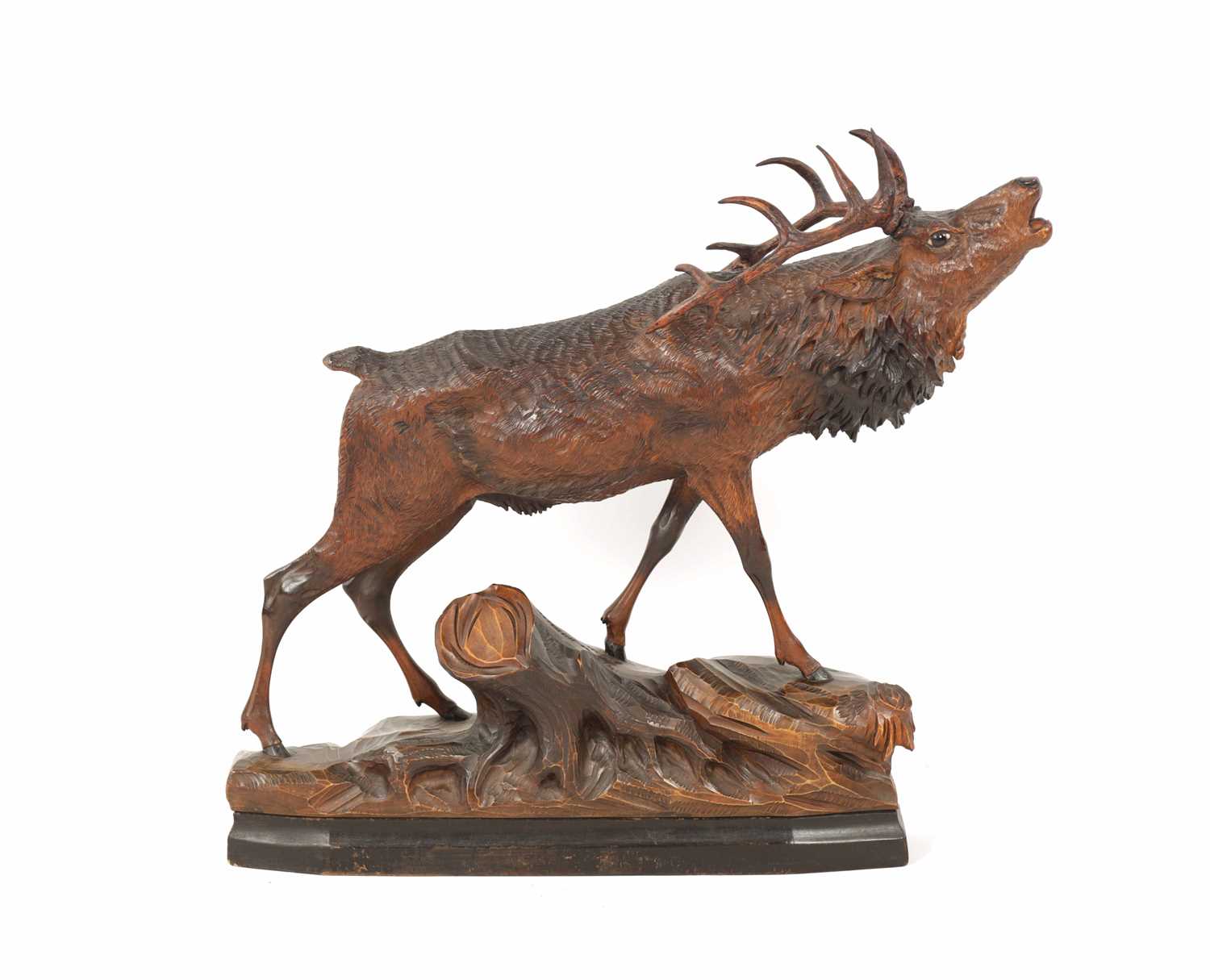 A LARGE EARLY 20TH CENTURY AUSTRIAN CARVED STAG