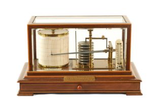 AN EARLY 20TH CENTURY MAHOGANY AND BOXWOOD INLAID BAROGRAPH