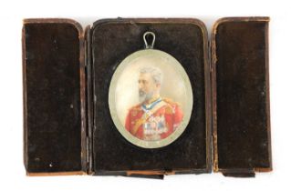 AN EARLY VICTORIAN MINIATURE OIL ON IVORY BUST PORTRAIT