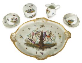 AN 18TH CENTURY MEISSEN SEVEN-PIECE TETE-A-TETE SET