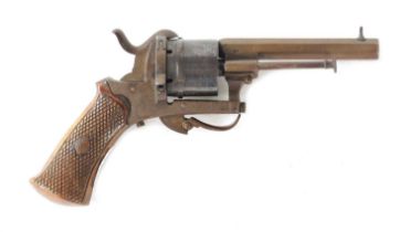 A SMALL 19TH CENTURY PINFIRE REVOLVER