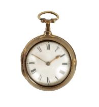 CHARLES PACKHAM, BURWASH. A GEORGE III PAIR CASED VERGE POCKET WATCH