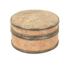 AN ARTS & CRAFTS CYLINDRICAL SHAGREEN AND SILVER-MOUNTED BOX AND COVER BY JOHN PAUL COOPER