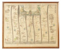 JOHN OGILBY, THE ROAD FROM LONODN TO NORWICH, THE ROAD FROM LONDON TO ST NEOTTS HAND COLOURED DOUBLE
