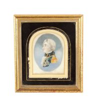 A FINE RARE EARLY 19TH CENTURY PORTRAIT MINIATURE ON IVORY OF LORD NELSON