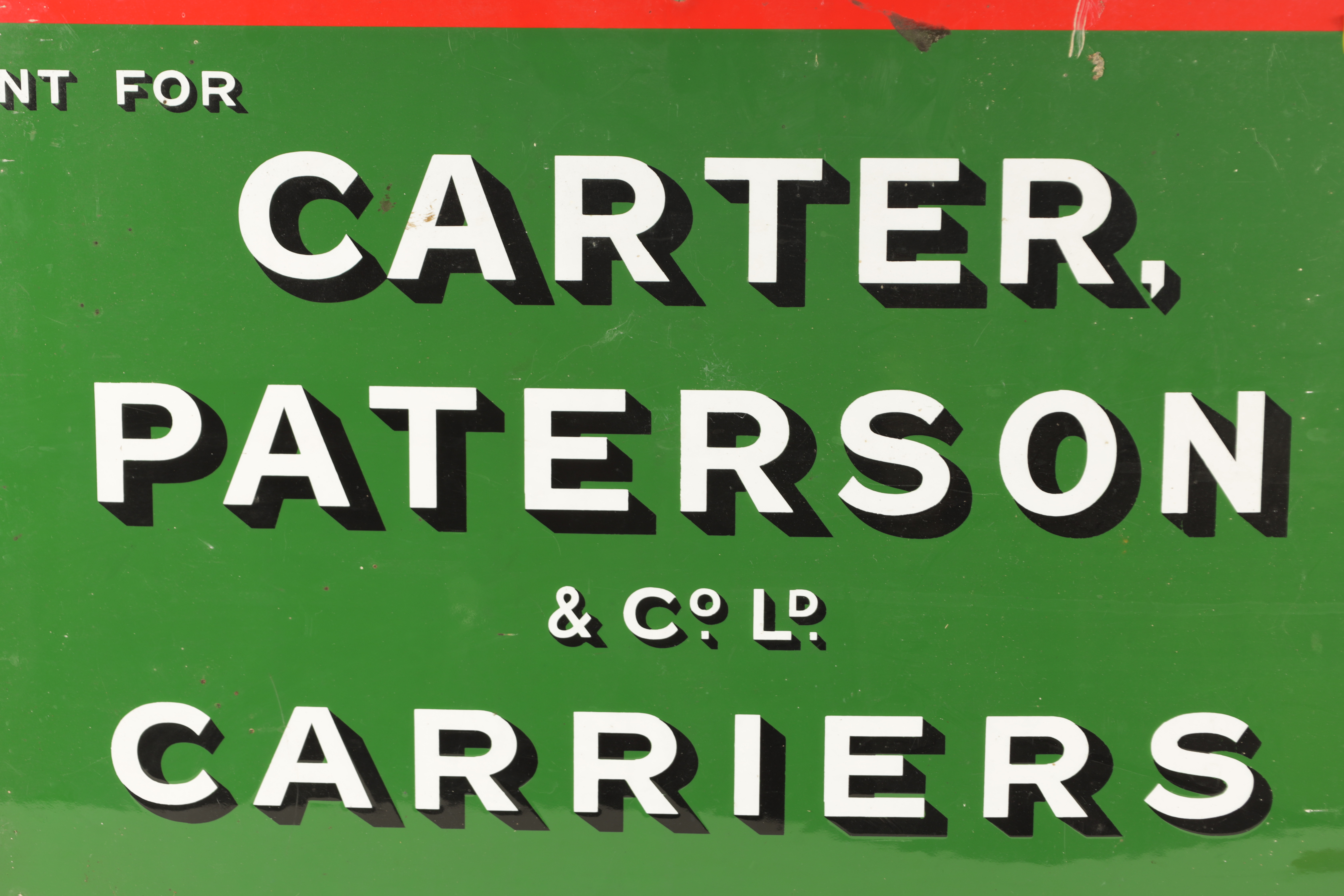 A VINTAGE CARTER PATTERSON & CO. LD. CARRIERS RECTANGULAR ENAMEL SIGN - Image 9 of 10