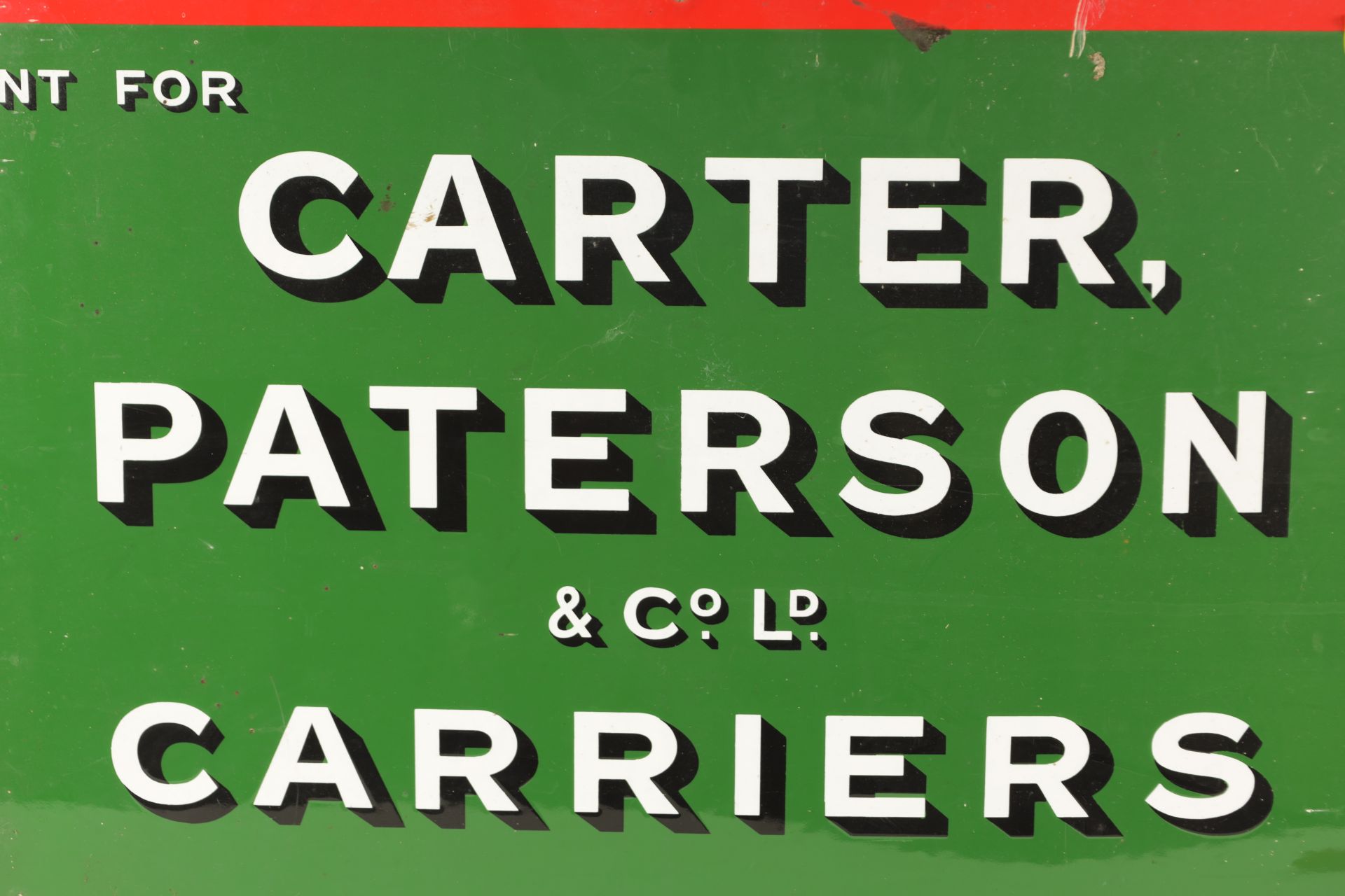 A VINTAGE CARTER PATTERSON & CO. LD. CARRIERS RECTANGULAR ENAMEL SIGN - Image 9 of 10