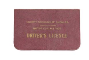 AN ORIGINAL 1928 COUNTY BOROUGH OF BURNLEY DRIVING LICENSE