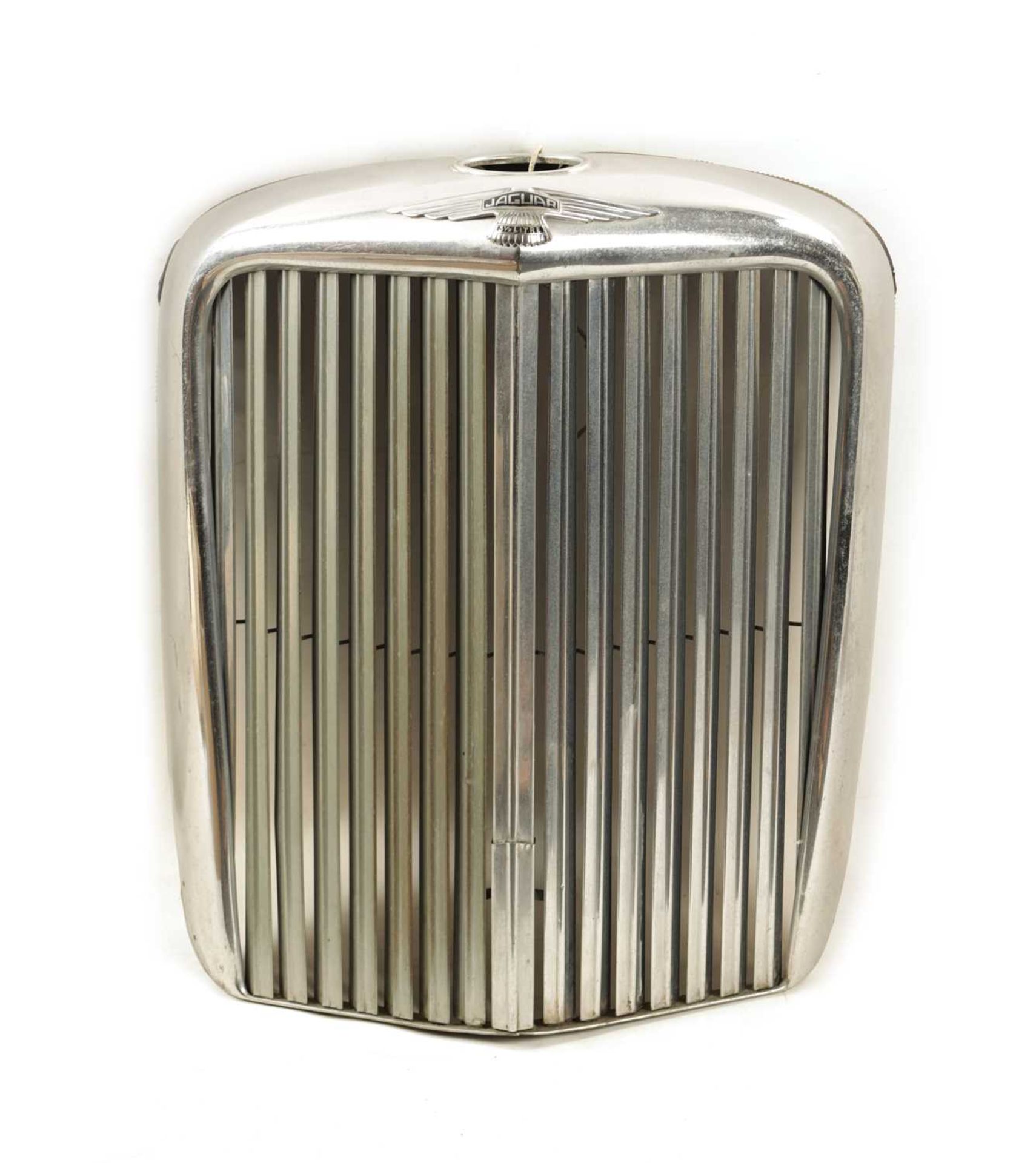 A VINTAGE JAGUAR 3 1/2 LITRE CHROMED RADIATOR GRILL