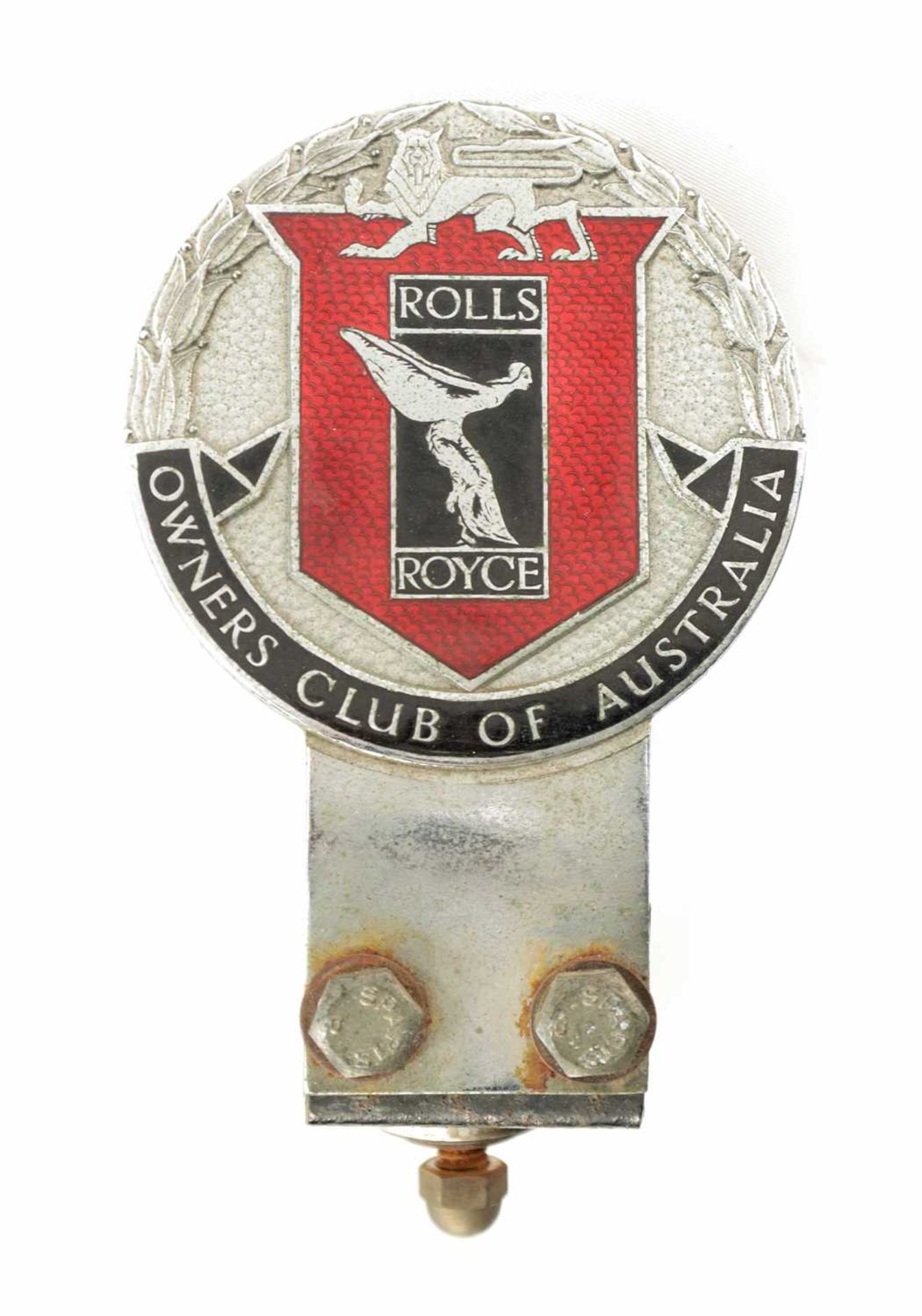 AN ENAMEL ROLLS ROYCE OWNERS CLUB OF AUSTRALIA CAR BADGE