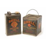 AN EARLY SHELL MOTOR GREASE CAN AND MOTOR OIL CAN