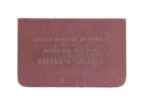 AN ORIGINAL 1926 COUNTY BOROUGH OF BURNLEY DRIVING LICENSE