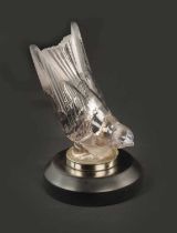 A RENE LALIQUE 'HIRONDELLES' TINTED CLEAR GLASS CAR MASCOT