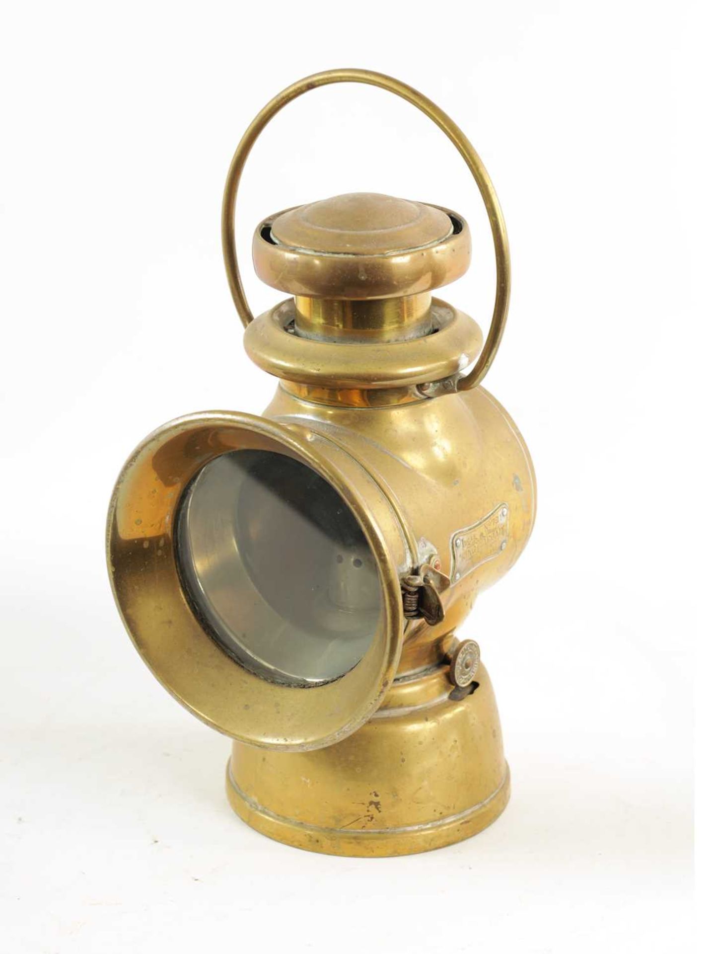 A BRASS LUCAS 721 'KING OF THE ROAD' OIL SIDE LAMP