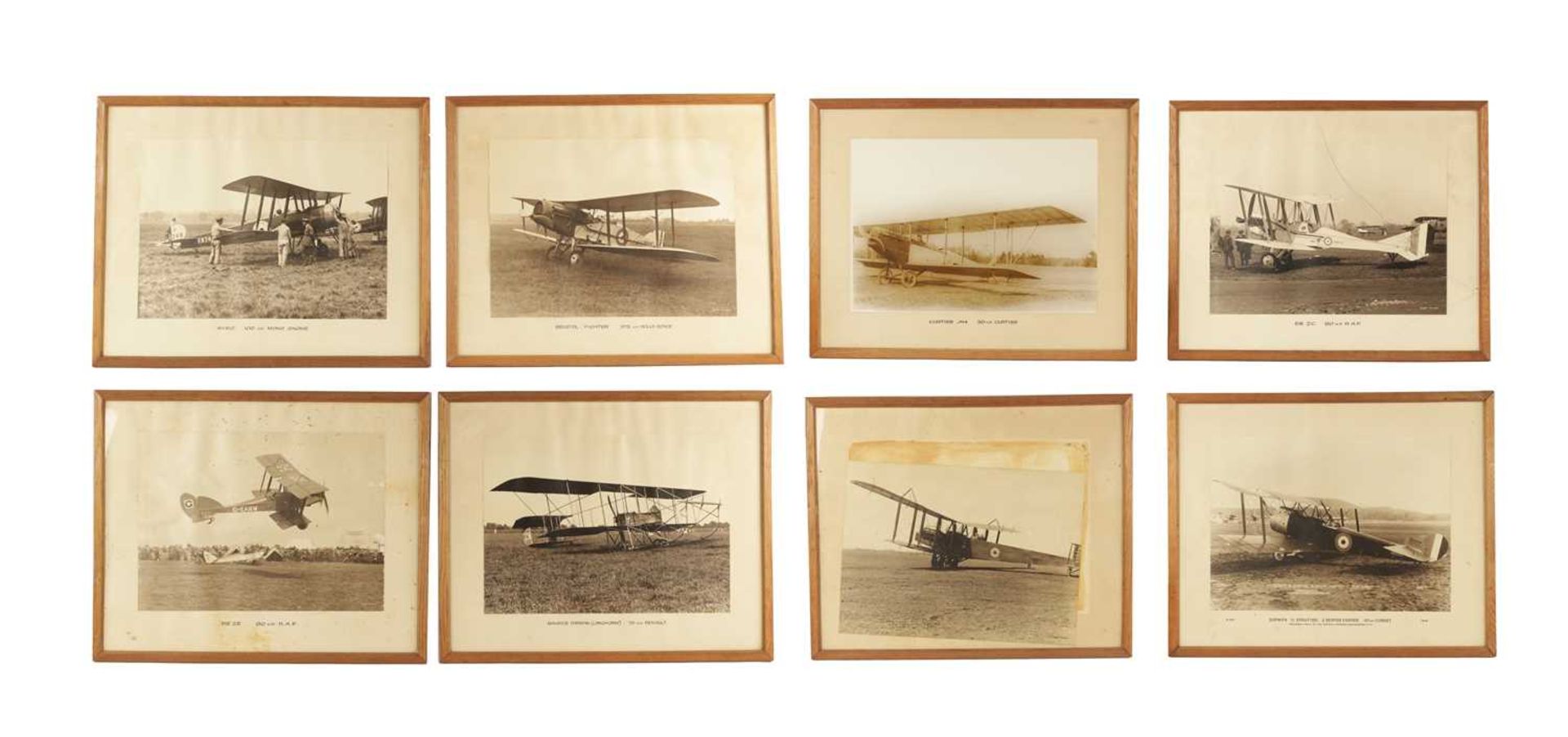 A COLLECTION OF EIGHT FRAMED PHOTOGRAPH PRINTS OF VINTAGE PLANES