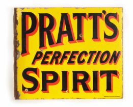 A VINTAGE DOUBLE SIDED ENAMEL PRATT’S SIGN