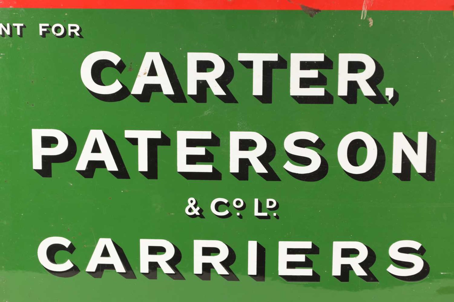 A VINTAGE CARTER PATTERSON & CO. LD. CARRIERS RECTANGULAR ENAMEL SIGN - Image 3 of 10