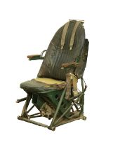 AN EARLY AIRCRAFT LEATHER UPHOLSTERED PILOTS SEAT