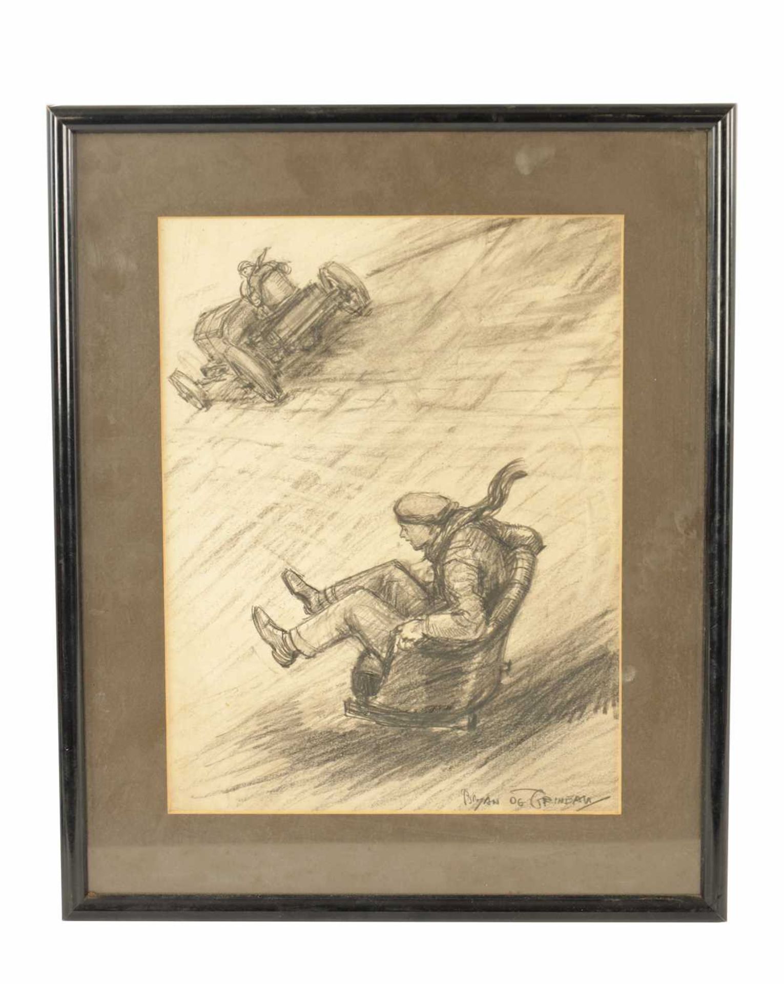 BRYAN DE GRINEAU. (1883-1957). ORIGINAL CHARCOAL . AN EXTRAORDINARY MISHAP