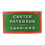 A VINTAGE CARTER PATTERSON & CO. LD. CARRIERS RECTANGULAR ENAMEL SIGN