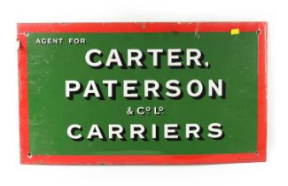 A VINTAGE CARTER PATTERSON & CO. LD. CARRIERS RECTANGULAR ENAMEL SIGN