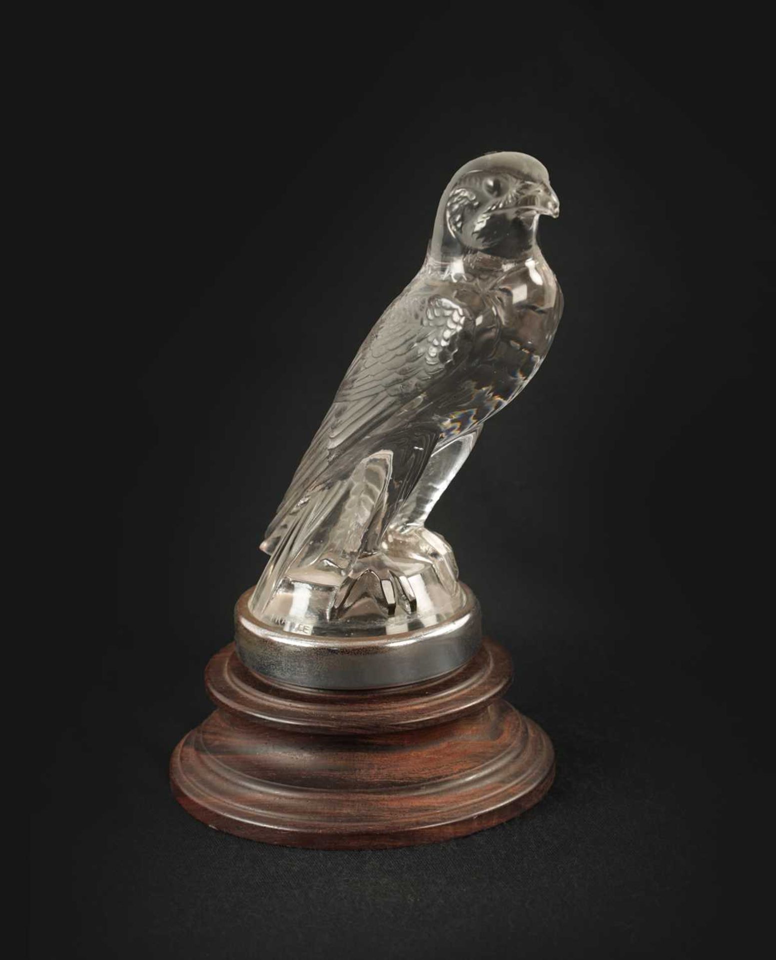 A RENE LALIQUE 'FAUCON' CLEAR AND FROSTED GLASS CAR MASCOT