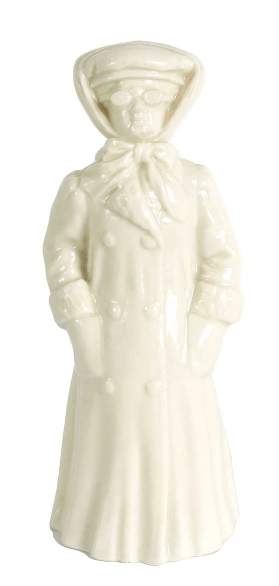 THE MOTORIST. A VERY RARE ROYAL WORCESTER PORCELAIN CANDLE EXTINGUISHER