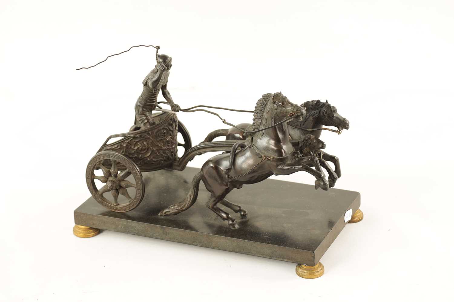 A 19TH CENTURY FRENCH CHARIOT BRONZE FIGURE GROUP - Image 7 of 8