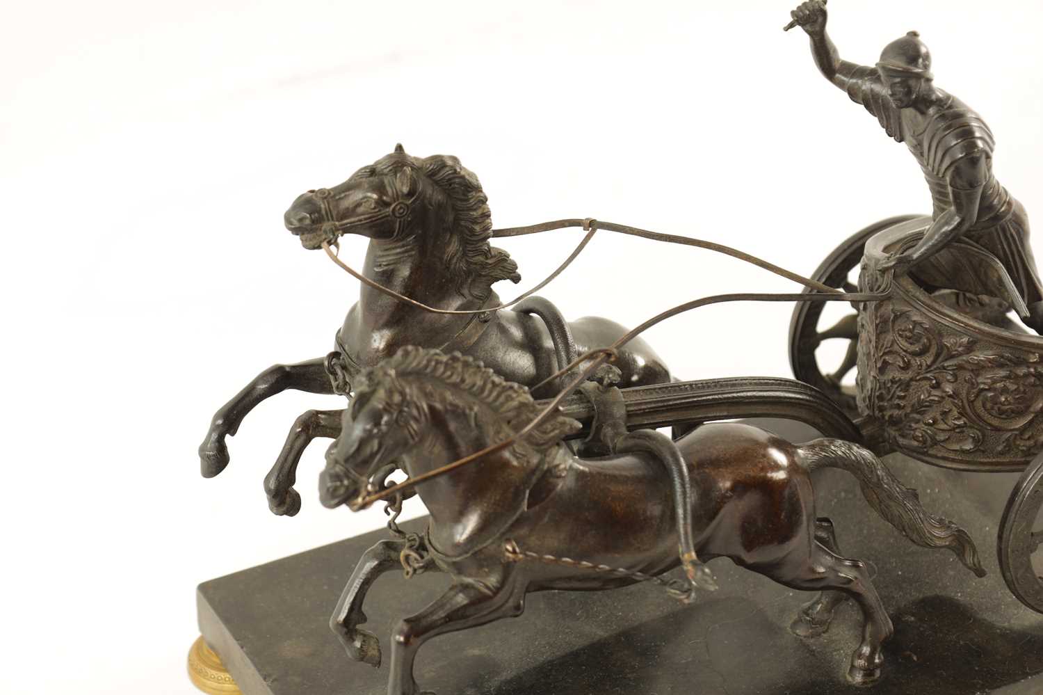A 19TH CENTURY FRENCH CHARIOT BRONZE FIGURE GROUP - Image 3 of 8