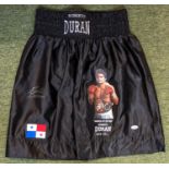 Roberto Duran, Signed Black Boxing Shorts, "Hands of Stone" Certificate of Authenticity - MP44996