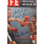 A framed original Life magazine from 1958 dual signed by Sugar Ray Robinson and Carmen Basilio