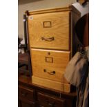 2 Drawer light wood filing cabinet with brass handles