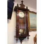Large 19thC Mahogany cased wall clock with roman numeral dial