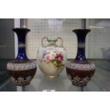 Pair of Royal Doulton Onion shaped vases with impressed makers to base 20cm in Height and a