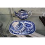 Collection of 19thC Blue & White Pottery inc Wedgwood, Spode Italian Lang Syne etc