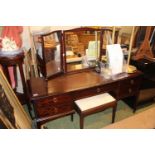 Stag Dressing table with brass drop handles and matching stool