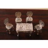 Dolls Silver table and matching chairs Birmingham 1893 30g total weight