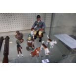 The Huntsman 2492 Royal Doulton Figurine, a collection of Beswick figures and 2 Duck Porcelain