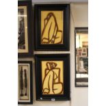 Pair of African Oil on Canvas paintings of Nudes signed to bottom right