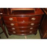 Bow fronted chest of 4 drawers with oval brass drop handles