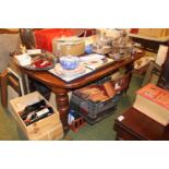 Late Victorian Mahogany wind out dining table with extra leaf and winder