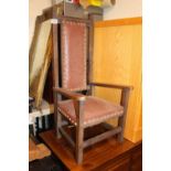 Oak Tall backed child's elbow chair