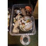 Box of assorted ceramics and pottery inc. Figurines, Dinner ware etc