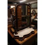 Victorian Dressing table mirror with barley twist supports and Marble base over scroll feet