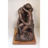 Bronzed figure 'The Kiss' by Auguste Rodin 1840 - 1917